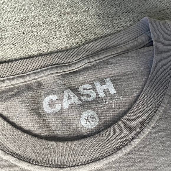 JOHNNY CASH NWT Extra Small XS Beige Graphic Tee Country Cowboy Tan Green NEW - Picture 2 of 3